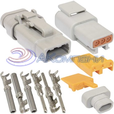 Комплект разъёмов, 48В, 3 конт., IP68 DTM04-3P-E007 21/11 RUICHI