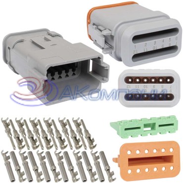 Комплект разъёмов, 48В, 12 конт., IP68 DT04-12P-E008 21/11 RUICHI