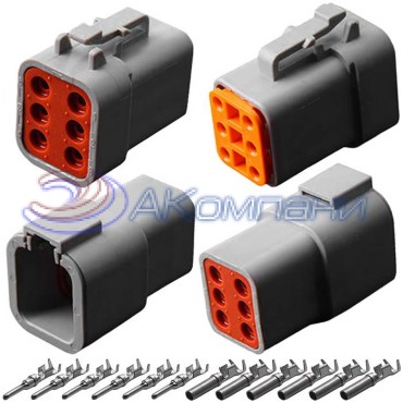 Комплект разъёмов, 48В, 6 конт., IP68 DTP06-21/12 RUICHI