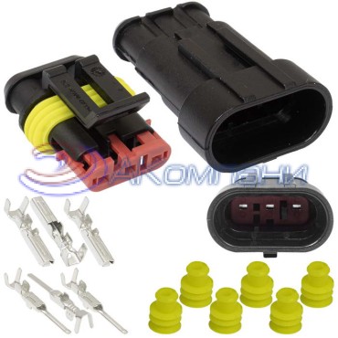 Комплект разъёмов, 24В, 3 конт., IP66 SuperSeal 1.5, 3PIN MF RUICHI