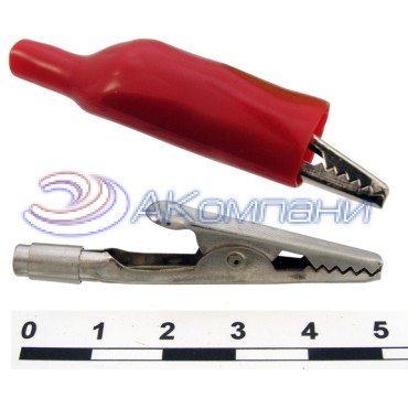 Зажим-крокодил RUICHI 8-0031 с резьбовым гнездом 8-12 UNC, 10 мм, 5 А, красный