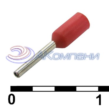 Наконечник втулочный изолированный RUICHI DN00206, 0.75x6 мм, 0.25 мм2, красный