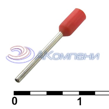 Наконечник на кабель RUICHI DN00208, красный, 0.75x8 мм, 0.25 мм2