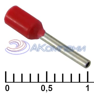 Наконечник на кабель RUICHI DN00308, красный, 0.8x8 мм, 0.34 мм2