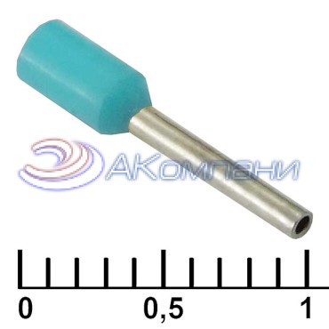Наконечник на кабель RUICHI DN00308, бирюзовый, 0.8x8 мм, 0.34 мм2
