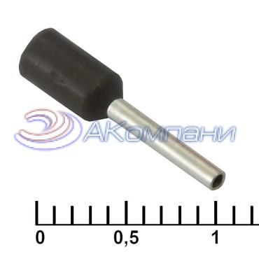 Наконечник на кабель RUICHI DN00508, чёрный, 1x8 мм, 0.5 мм2