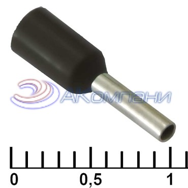 Наконечник на кабель RUICHI DN00706, чёрный, 1.2x6 мм, 0.75 мм2