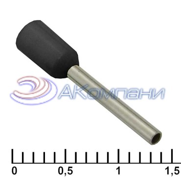 Наконечник втулочный изолированный RUICHI DN00712, 1.2x12 мм, 0.75 мм2, черный