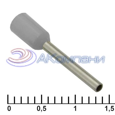 Наконечник втулочный изолированный RUICHI DN00712, 1.2x12 мм, 0.75 мм2, серый