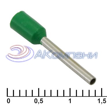 Наконечник втулочный изолированный RUICHI DN00712, 1.2x12 мм, 0.75 мм2, зеленый