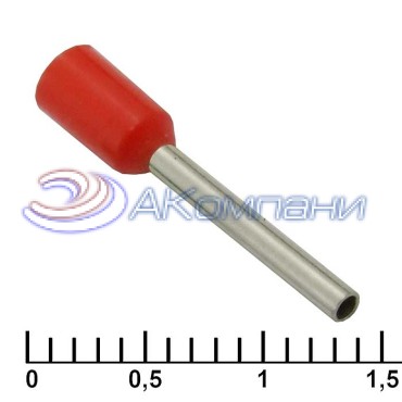 Наконечник втулочный изолированный RUICHI DN00712, 1.2x12 мм, 0.75 мм2, красный