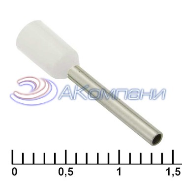 Наконечник втулочный изолированный RUICHI DN00712, 1.2x12 мм, 0.75 мм2, белый