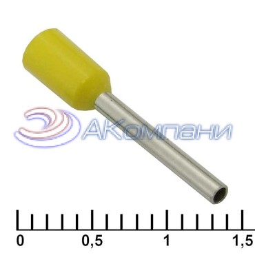 Наконечник втулочный изолированный RUICHI DN00712, 1.2x12 мм, 0.75 мм2, желтый