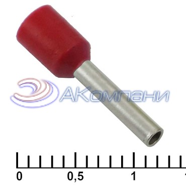 Наконечник втулочный изолированный RUICHI DN01510, 1.7x10 мм, 1.5 мм2, красный