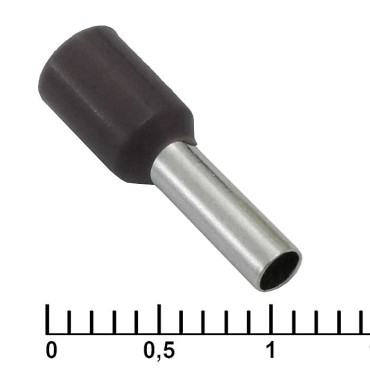 Наконечник на кабель RUICHI DN02508, чёрный, 2.2x8 мм, 2.5 мм2