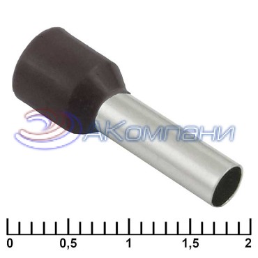 Наконечник на кабель RUICHI DN06012, длина 22 мм, 10 AWG, 6 мм2, 3.5x12 мм, контакт лужёная медь, изолятор винил/нейлон, чёрный