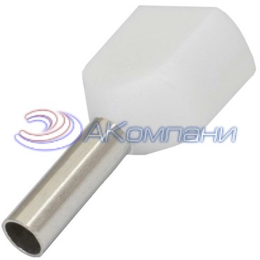 Наконечник штыревой втулочный изолированный двойной RUICHI DTE01508, 1.7x8 мм, 2х1,5 мм2, белый