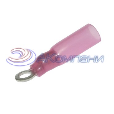 Наконечник кольцевой изолированный RUICHI RV1.25-3 HST, 19 А, 22-18 AWG, красный, латунь луженая