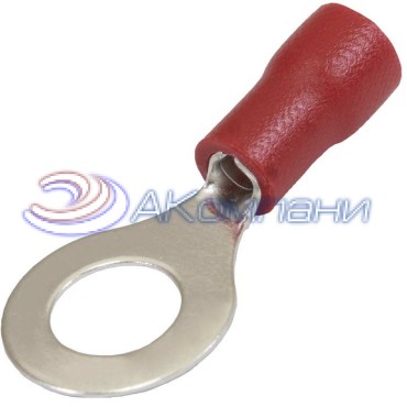 Наконечник кольцевой изолированный RUICHI RV1.25-6, 19 А, 22-16 AWG, красный, латунь луженая