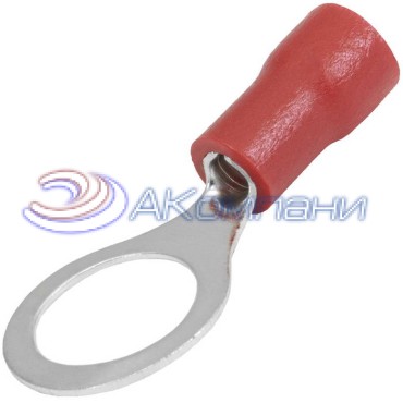 Наконечник кольцевой изолированный RUICHI RV1.25-8, 19 А, 22-16 AWG, красный, латунь луженая