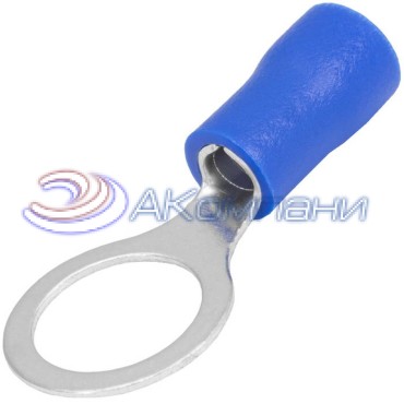Наконечник кольцевой изолированный RUICHI RV2-8, 27 А, 16-14 AWG, синий, латунь луженая
