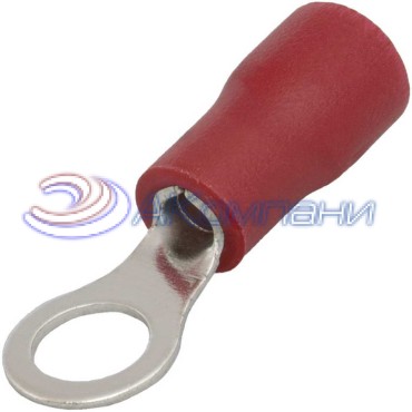 Наконечник кольцевой изолированный RUICHI RVL1.25-4, 19 А, 22-16 AWG, красный, латунь луженая