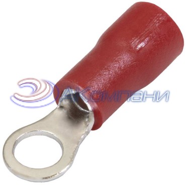 Наконечник кольцевой изолированный RUICHI RVS1.25-3.7, 19 А, 22-16 AWG, красный, латунь луженая