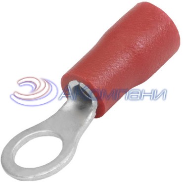 Наконечник кольцевой изолированный RUICHI RVS1.25-4, 19 А, 22-16 AWG, красный, латунь луженая
