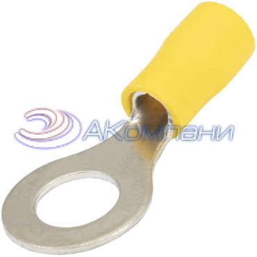 Наконечник кольцевой изолированный RUICHI RVS5.5-8, 48 А, 12-10 AWG, желтый, латунь луженая