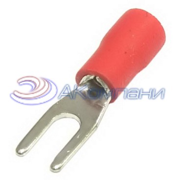Наконечник кабельный вилочный изолированный RUICHI SV1.25-3.2, 19 А, 22-18 AWG, красный, латунь луженая