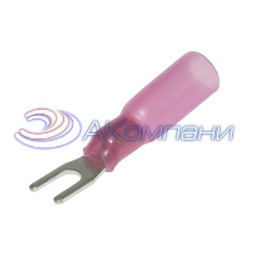 Наконечник кабельный вилочный изолированный RUICHI SV1.25-3 HST, 19 А, 22-18 AWG, красный, латунь луженая