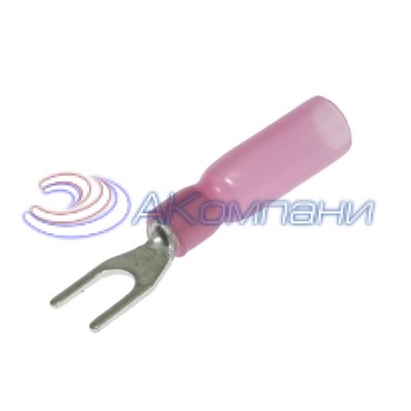 Наконечник кабельный вилочный изолированный RUICHI SV1.25-4 HST, 19 А, 22-18 AWG, красный, латунь луженая