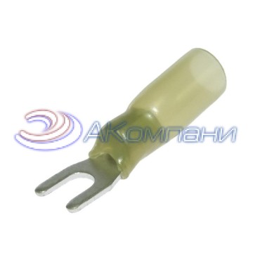 Наконечник кабельный вилочный изолированный RUICHI SV5.5-4 HST, 19 А, 12-10 AWG, желтый, латунь луженая