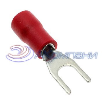 Наконечник кабельный вилочный изолированный RUICHI SVS1.25-3.7, 19 А, 22-16 AWG, красный, латунь луженая