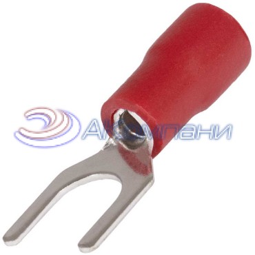 Наконечник кабельный вилочный изолированный RUICHI SVS1.25-5, 19 А, 16-14 AWG, красный, латунь луженая