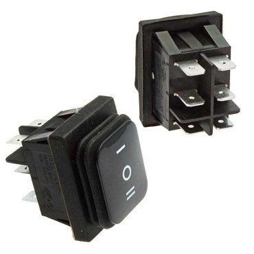 Клавишный переключатель RUICHI SB090, IP65, (ON)-OFF-(ON), 22x30 мм