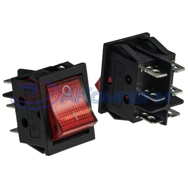 Клавишный переключатель RUICHI KCD4-202N-C3-R/6P, ON-ON