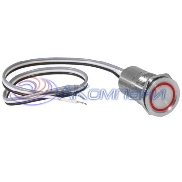 Кнопка сенсорная с подсветкой, без фиксации  RUICHI TS19-11C/R/S off-(on) , М19, IP68,   нержавеющая сталь