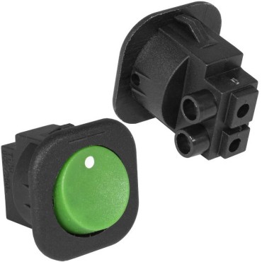 Клавишный переключатель RUICHI RS-101-7C,  ON-OFF, 2 контакта под винт, зеленый