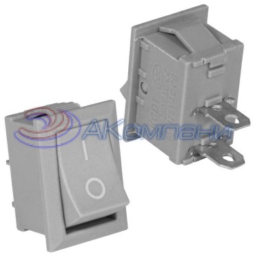 Клавишный переключатель RUICHI KCD1-101-C3-GR/2P, ON-OFF, 2 контакта, корпус/переключатель серый
