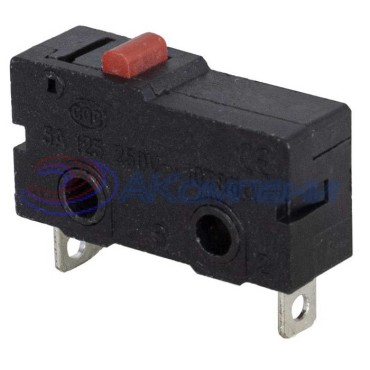 Микропереключатель RUICHI KW11-A-2, 10.6х6.4х19.8 мм, OFF-(ON), SPST 2P, 250 В, 5 А, 30 мОм, -25...+85 °C