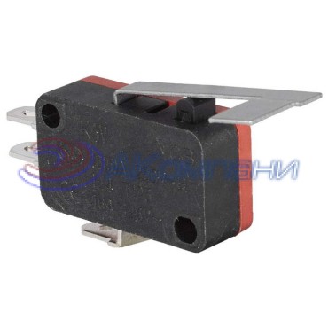 Микропереключатель с угловой планкой 90° RUICHI KW7-07-01, 15.9х10.3х27.8 мм, ON-(ON), SPDT 3P, 250 В, 5 А, 30 мОм, -25...+85 °C