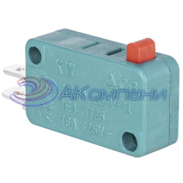 Микропереключатель RUICHI KW3-02-06, 19.8х10.3х27.8 мм, ON-(ON), SPST 2P, 250 В, 5 А, 30 мОм, -25...+85 °C