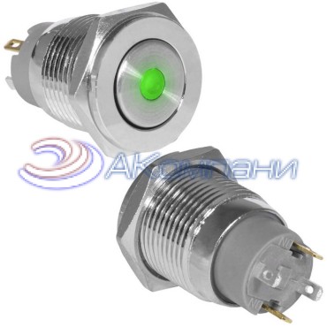 Кнопка антивандальная RUICHI GQ16PF-10ZD/J/G/N, OFF-ON, рабочая температура -25…+55 °C, никелированная латунь