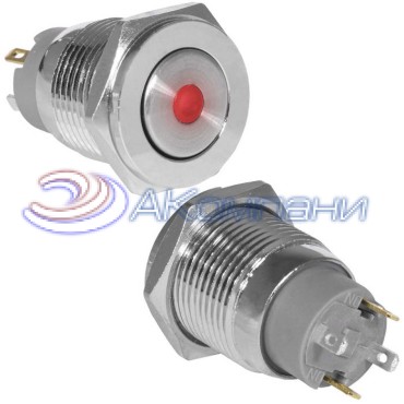 Кнопка антивандальная RUICHI GQ16PF-10ZD/J/R/N, OFF-ON, рабочая температура -25…+55 °C, никелированная латунь