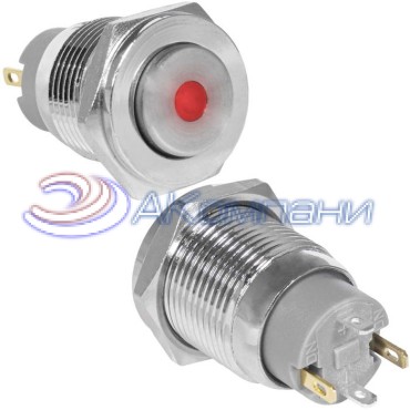 Кнопка антивандальная RUICHI GQ16PH-10ZD/J/R/N, OFF-ON, рабочая температура -25…+55 °C, никелированная латунь