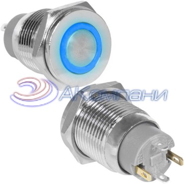 Кнопка антивандальная RUICHI GQ16PF-10ZE/J/B/N, OFF-ON, рабочая температура -25…+55 °C, никелированная латунь