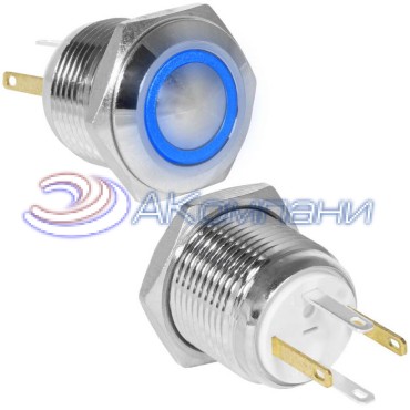 Кнопка антивандальная RUICHI GQ16B-10E/JL/B/N, OFF-(ON), рабочая температура -25…+55 °C, никелированная латунь