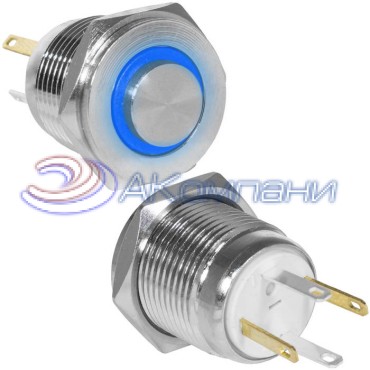 Кнопка антивандальная RUICHI GQ16PH-10E/JL/B/N, OFF-(ON), рабочая температура -25…+55 °C, никелированная латунь