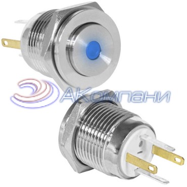 Кнопка антивандальная RUICHI GQ16PH-10D/JL/B/N, OFF-(ON), рабочая температура -25…+55 °C, никелированная латунь